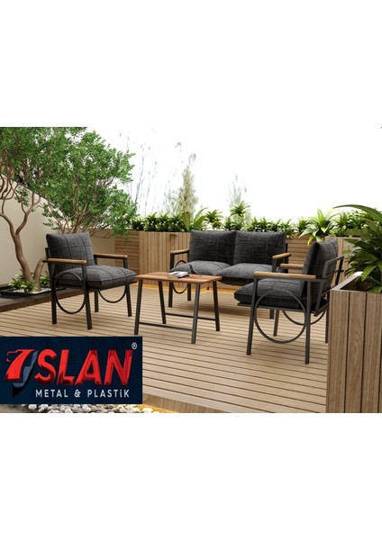 Merkür Model Balkon Cafe Bahçe Takımı Metal Koltuk Takımı Bahçe Mobilyası Çay Seti 2+1+1+Sehpa modelleri