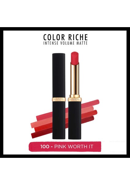 L'Oréal Paris Color Riche Colors of Worth Intense Volume Matte Ruj - 100 Pink Worth It