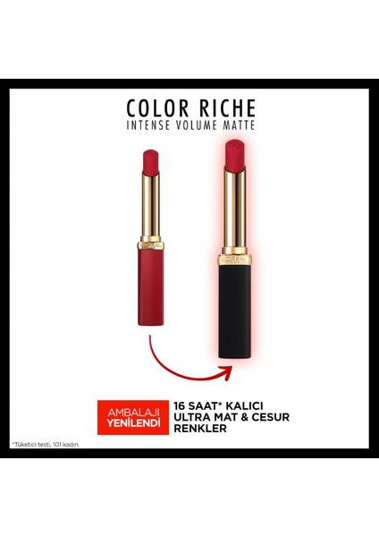 Color Riche Colors of Worth Intense Volume Matte Ruj - 300 Rouge Confident