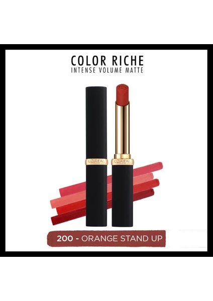 L'Oréal Paris Color Riche Colors of Worth Intense Volume Matte Ruj - 200 Orange Stand Up