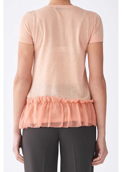 Kısa Kol Düğmeli Triko Şeftali Y1173106_124 fiyatları