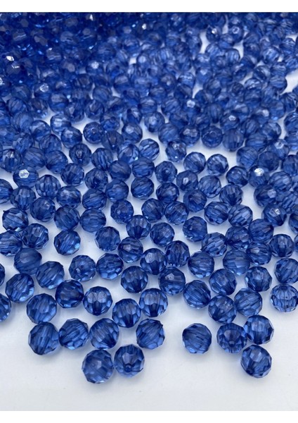 100GR 10MM Saks / Koyu Mavi Petek Model Akrilik Boncuk, Takı,çanta Yapım Boncuğu (100GR,~210 Adet)
