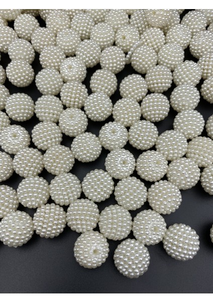 Parçalı BÖĞÜRTLEN,100GR 20MM Krem Renk Parçalı Böğürtlen Inci Boncuk,çanta Yapım Boncuğu (~43 Adet) fiyatları