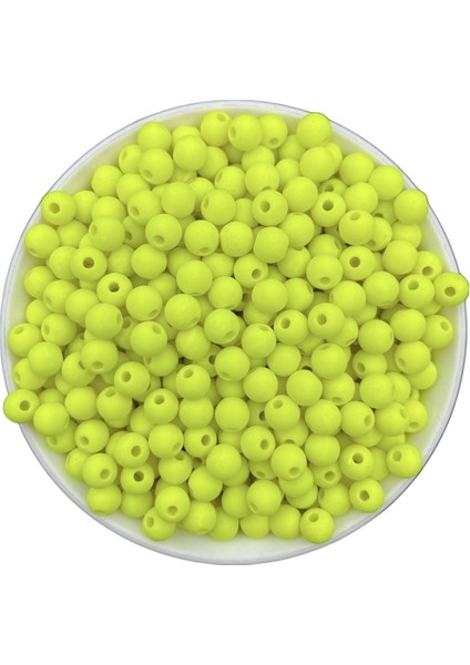 Neon Boncuk, 50GR 8mm Sarı Renk Mat Neon Fosforlu Boncuk,takı Yapım Çanta Boncuğu ( ~210 Adet)