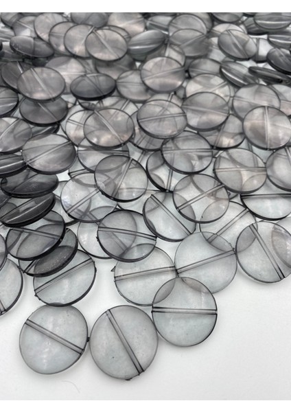 100GR Füme/ Gri 25MM Yassı Basık Yuvarlak Şeffaf Akrilik Boncuk,çanta Yapım Boncuğu (100GR~40 Adet),
