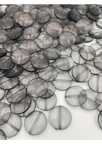 100GR Füme/ Gri 25MM Yassı Basık Yuvarlak Şeffaf Akrilik Boncuk,çanta Yapım Boncuğu (100GR~40 Adet), fiyatları