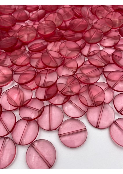 100GR Fuşya Renk 25MM Yassı Basık Yuvarlak Akrilik Boncuk,takı, Çanta Yapım Boncuğu (100GR~40 Adet), fiyatları