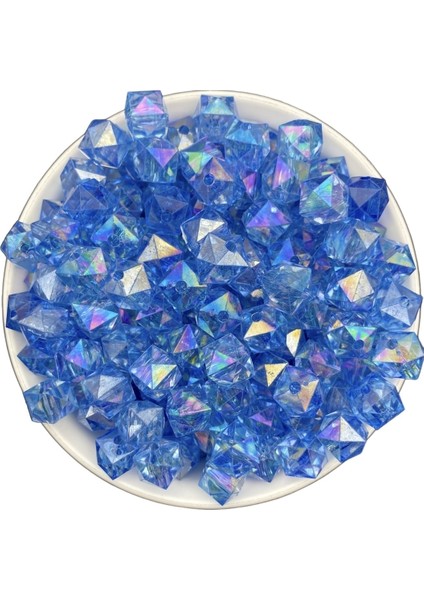 100GR 10MM Janjanlı Saks /koyu Mavi Küp,kübik Model Akrilik Boncuk,çanta Boncuğu (100GR,~180 Adet) modelleri