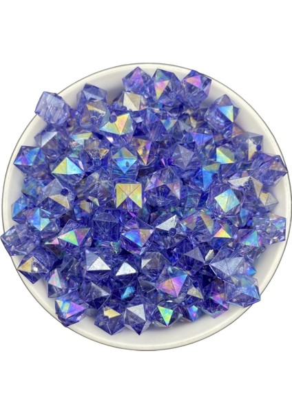 100GR 10MM Janjanlı Mor / Koyu Lila Küp,kübik Model Akrilik Boncuk,çanta Boncuğu (100GR,~180 Adet) modelleri