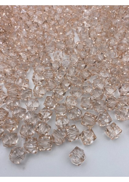 100GR 10MM Mercan / Somon Renk Küp, Kübik Model Akrilik Boncuk ,çanta Boncuğu (100GR,~180 Adet)