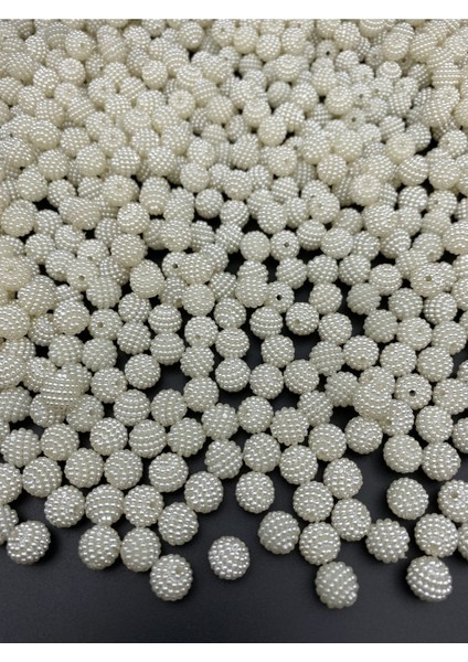 Parçalı BÖĞÜRTLEN,100GR 10MM Krem Renk Parçalı Böğürtlen Inci Boncuk,çanta Yapım BONCUĞU(~280 Adet)