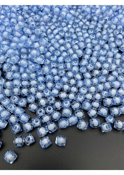 50GR 8mm Açık Mavi Içi Boncuklu Akrilik Küp Boncuk,takı,çanta Yapım Boncuğu (50GR,~180 Adet) fiyatları
