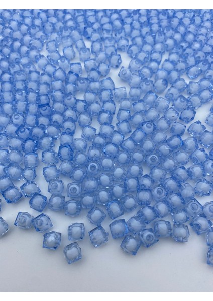 50GR 8mm Açık Mavi Içi Boncuklu Akrilik Küp Boncuk,takı,çanta Yapım Boncuğu (50GR,~180 Adet) modelleri