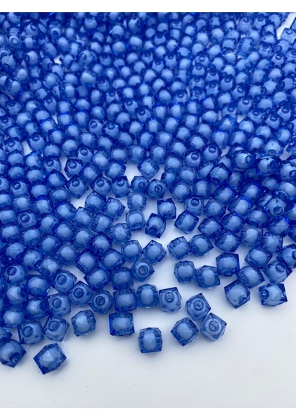 50GR 8mm Saks / Koyu Mavi Içi Boncuklu Akrilik Küp Boncuk,takı,çanta Yapım Boncuğu (50GR,~180 Adet) modelleri
