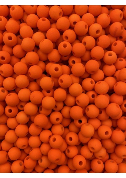 Neon Boncuk, 50GR 8mm Turuncu Renk Mat Neon Fosforlu Boncuk,takı, Çanta Yapım Boncuğu ( ~210 Adet)