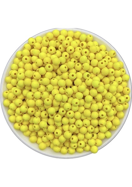 Neon Boncuk, 25GR 6mm Sarı Mat Neon Fosforlu Boncuk,takı Yapım Boncuğu (25GR , ~220 Adet)