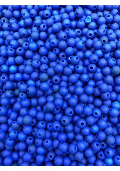 Neon Boncuk, 25GR 6mm Saks Koyu Mavi Mat Neon Fosforlu Boncuk,takı Yapım Boncuğu (25GR , ~220 Adet)