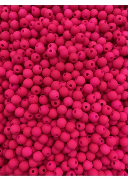 Neon Boncuk, 25GR 6mm Fuşya Renk Mat Neon Fosforlu Boncuk,takı Yapım Boncuğu (25GR , ~220 Adet)