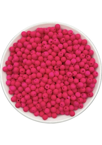 Neon Boncuk, 25GR 6mm Fuşya Renk Mat Neon Fosforlu Boncuk,takı Yapım Boncuğu (25GR , ~220 Adet) fiyatları