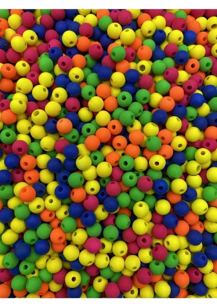 Neon Boncuk, 25GR 6mm Karışık Renkli Mat Neon Fosforlu Boncuk,takı Yapım Boncuğu (25GR , ~220 Adet) fiyatları