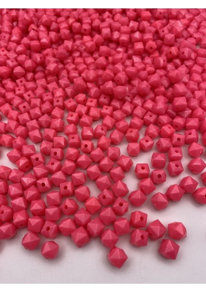 100GR 10MM Opak Fuşya Renk Küp, Kübik Model Akrilik Boncuk ,çanta Boncuğu (100GR,~200 Adet)