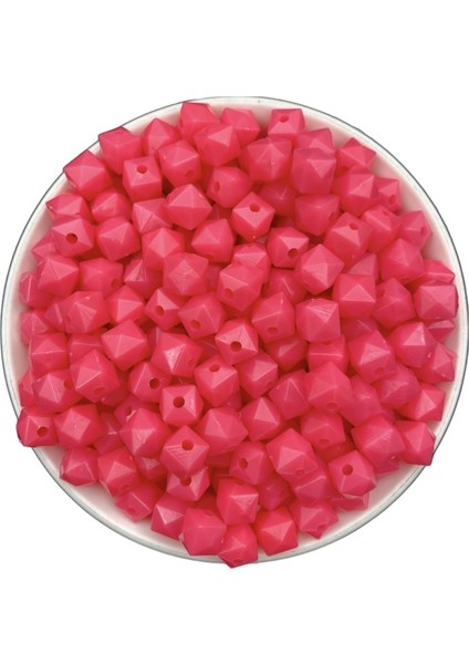 100GR 10MM Opak Fuşya Renk Küp, Kübik Model Akrilik Boncuk ,çanta Boncuğu (100GR,~200 Adet) fiyatları