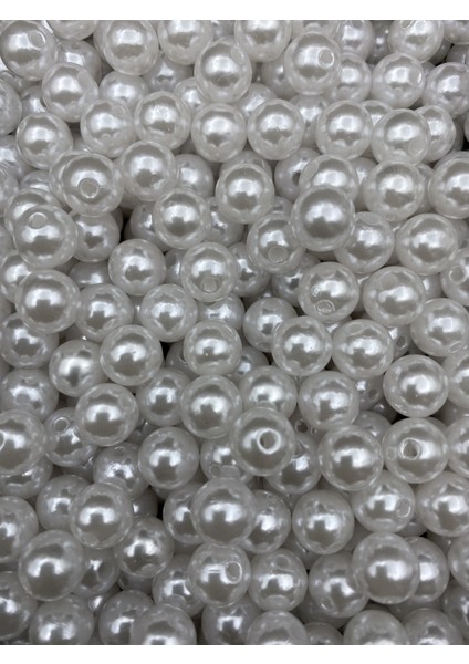 100GR 10MM Beyaz Renk Lüks / Lüx Kaplama Plastik Inci Boncuk, Takı Yapım Boncuğu (100GR,~190 Adet) fırsatları