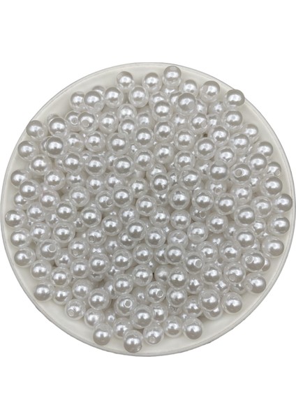 8mm Beyaz Renk Lüks / Lüx Kaplama Plastik Inci Boncuk ,takı Yapım Boncuğu (50GR,~200 Adet) fiyatları