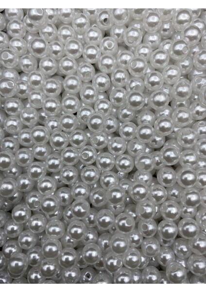 8mm Beyaz Renk Lüks / Lüx Kaplama Plastik Inci Boncuk ,takı Yapım Boncuğu (50GR,~200 Adet) fırsatları