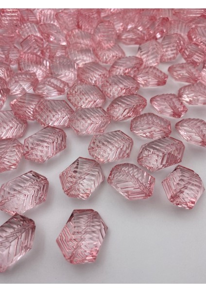 100GR Pembe Renk Büyük Çizgili Balıksırtı Model Akrilik BONCUK,20X30MM Çanta Boncuğu (20 Adet)