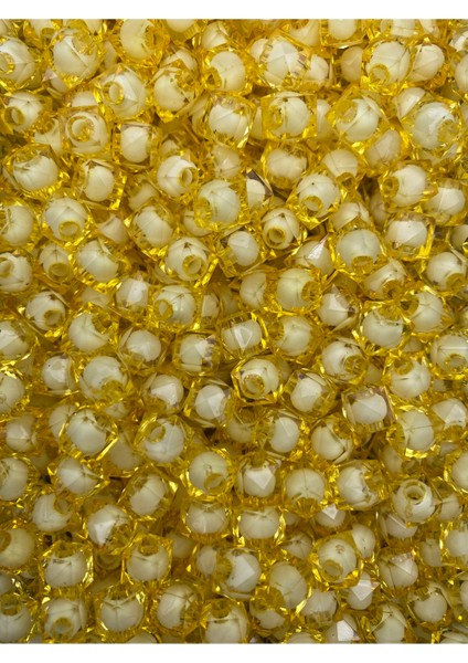 10MM Sarı Renk Içi Boncuklu Akrilik Küp Boncuk,takı,çanta Yapım Boncuğu (100GR,~250 Adet) modelleri
