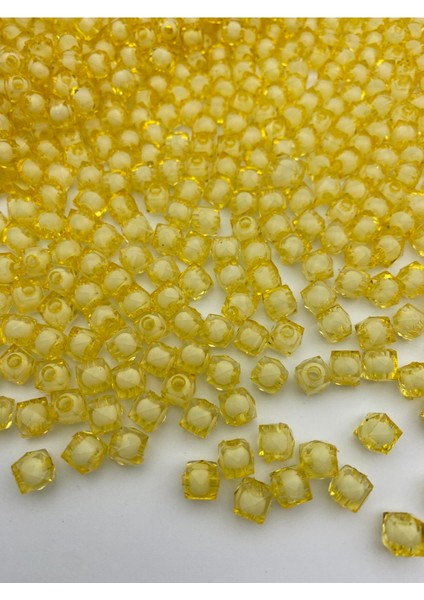 10MM Sarı Renk Içi Boncuklu Akrilik Küp Boncuk,takı,çanta Yapım Boncuğu (100GR,~250 Adet) fırsatları