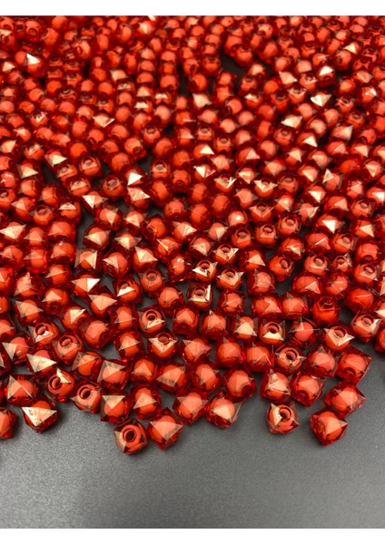 50GR 8mm Kırmızı Renk Içi Boncuklu Akrilik Küp Boncuk,takı,çanta Yapım Boncuğu (50GR,~180 Adet) indirimleri