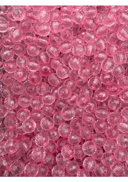 8mm Pembe Akrilik Dünya Model Boncuk,takı , Çanta Yapım Boncuğu (50GR,~200 Adet) fiyatları