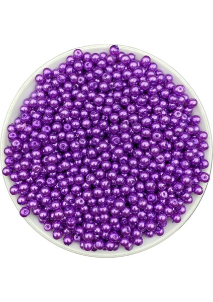 50 gr 5mm Mor Renk Cam Inci Boncuk ,takı Yapım Boncuğu (50GR,~300 Adet)