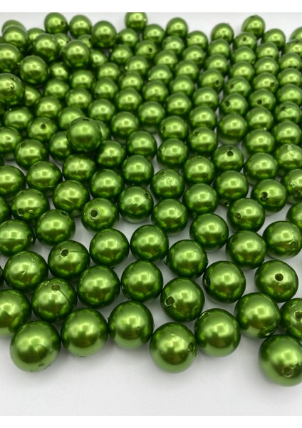 16MM Yeşil Renk Plastik Inci Boncuk, Çanta ve Takı Yapım Boncuğu (100 Gr,~43 Adet)