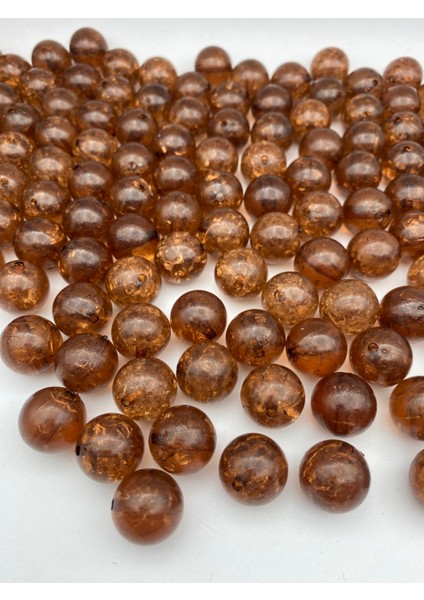 100GR 18MM Kahverengi Çatlak Model Akrilik Boncuk, Çanta Yapım, Hobi Boncuğu (100GR, ~30 Adet)