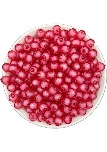 50GR 8mm Fuşya / Koyu Pembe Içi Boncuklu Akrilik Petek Boncuk,takı,çanta Boncuğu (50GR,~200 Adet)