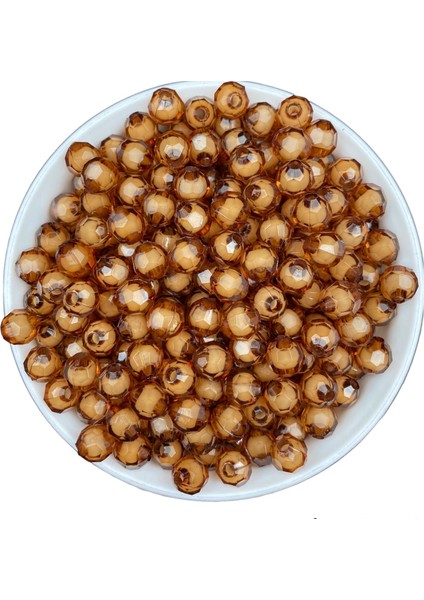 50GR 8mm Kahverengi Içi Boncuklu Akrilik Petek Boncuk,takı,çanta Yapım Boncuğu (50GR,~200 Adet)