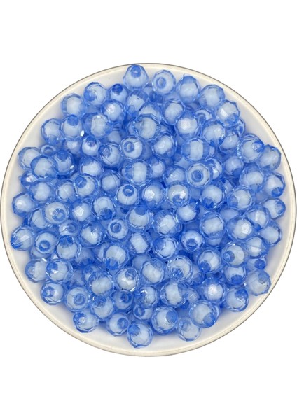 50GR 8mm Açık Mavi Içi Boncuklu Akrilik Petek Boncuk,takı,çanta Yapım Boncuğu (50GR,~200 Adet)