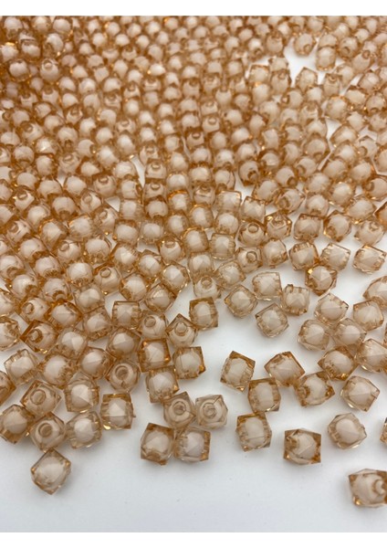 10MM Vizon / Açık Kahve Içi Boncuklu Akrilik Küp Boncuk,takı,çanta Yapım Boncuğu (100GR,~250 Adet) fiyatları