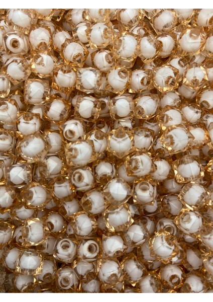 10MM Vizon / Açık Kahve Içi Boncuklu Akrilik Küp Boncuk,takı,çanta Yapım Boncuğu (100GR,~250 Adet) fırsatları
