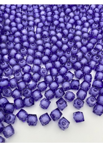 10MM Mor / Koyu Lila Renk Içi Boncuklu Akrilik Küp Boncuk,takı,çanta Yapım Boncuğu (100GR,~250 Adet) modelleri