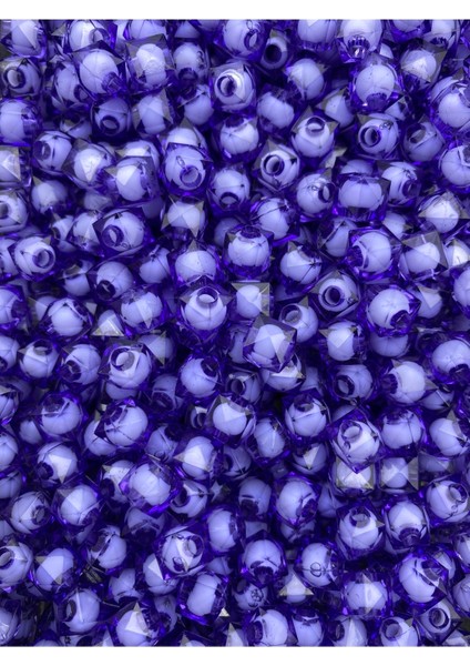 10MM Mor / Koyu Lila Renk Içi Boncuklu Akrilik Küp Boncuk,takı,çanta Yapım Boncuğu (100GR,~250 Adet) indirimleri
