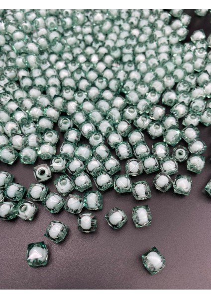 10MM Turkuaz Renk Içi Boncuklu Akrilik Küp Model Boncuk,takı,çanta Yapım Boncuğu (100GR,~250 Adet) fırsatları