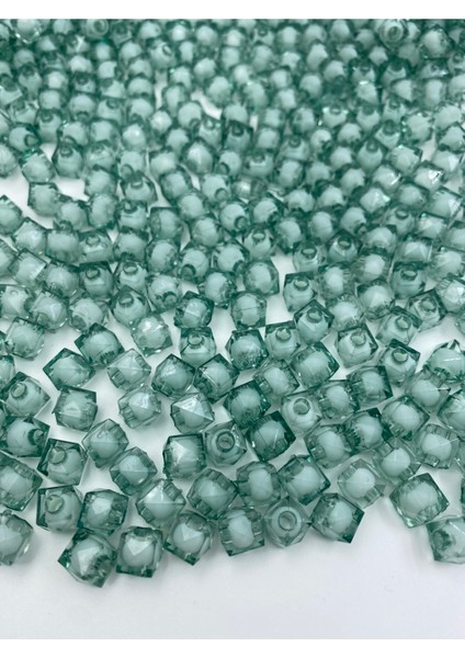 10MM Turkuaz Renk Içi Boncuklu Akrilik Küp Model Boncuk,takı,çanta Yapım Boncuğu (100GR,~250 Adet) indirimleri
