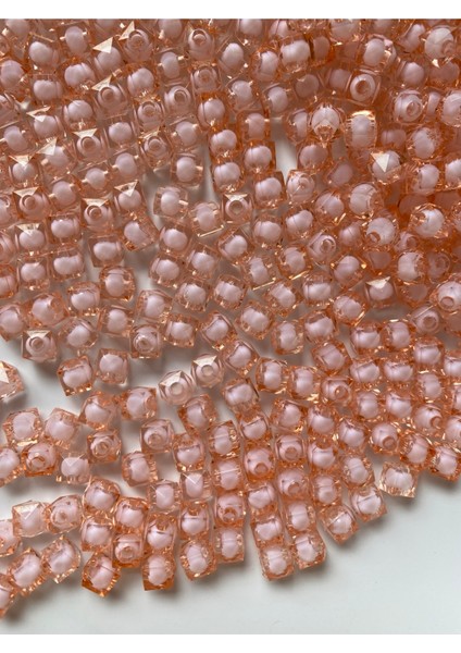 50GR 8mm Mercan / Somon Içi Boncuklu Akrilik Küp Boncuk,takı,çanta Yapım Boncuğu (50GR,~180 Adet) fiyatları
