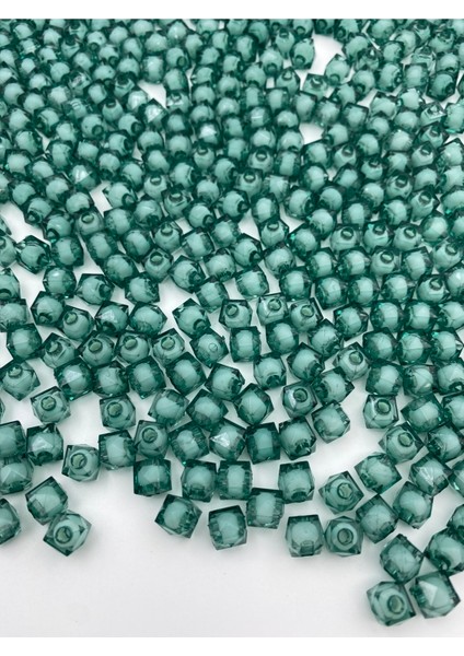 50GR 8mm Zümrüt Yeşili Içi Boncuklu Akrilik Küp Boncuk,takı,çanta Yapım Boncuğu (50GR,~180 Adet) fiyatları