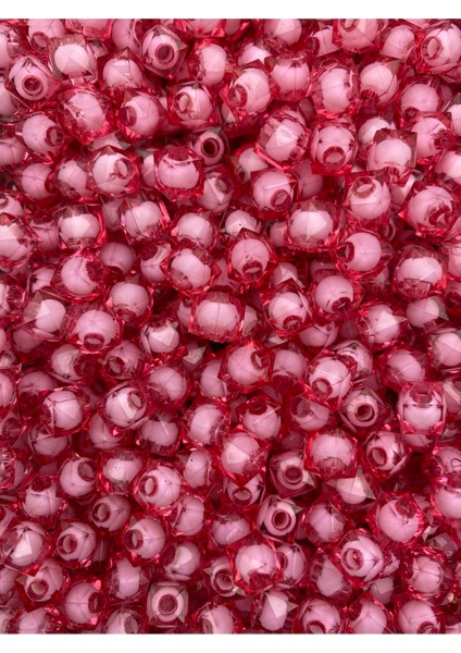 50GR 8mm Koyu Pembe/ Fuşya Içi Boncuklu Akrilik Küp Boncuk,takı,çanta Yapım Boncuğu (50GR,~180 Adet) modelleri