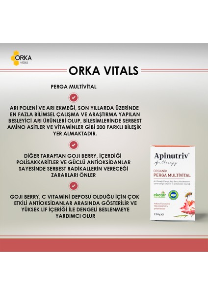 Organik Perga Multivital 220 gr Takviye Edici Gıda